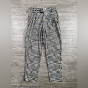 Zara TRF Mini Houndstooth‎ Plaid Pants with Belt cons